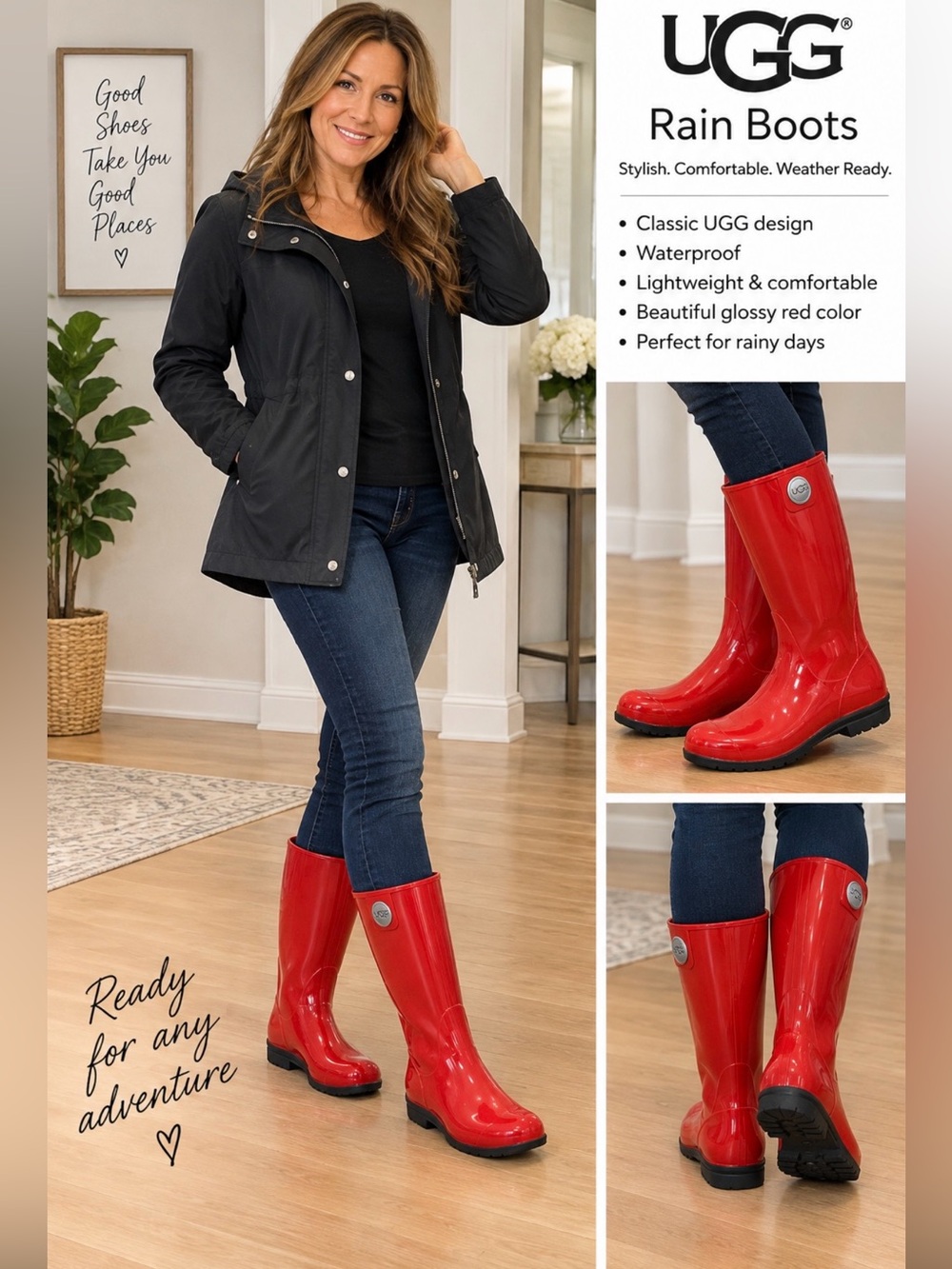 UGG Glossy Red Women's Rain Boots